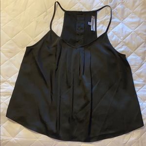 Black satin-like camisole with gold buttons